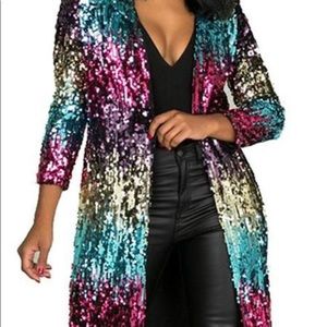 Multi colored sequins kimono